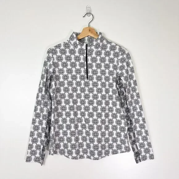 IBKUL Women's Long Sleeve Pullover Mock Neck 1/4 Zip Sz Medium Golf Tennis UPF - Picture 1 of 9